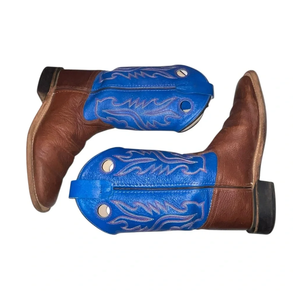 Cody James Brown Leather Blue Top Square Toe Boots
